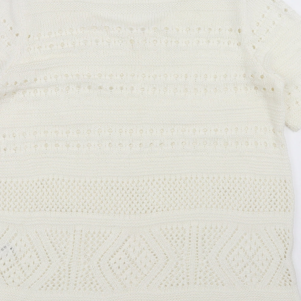 George Womens Ivory Geometric Pullover Jumper Size 14 - open knit