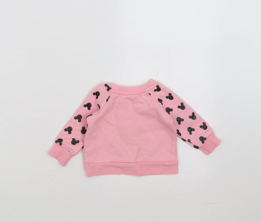 Disney Girls Pink Pullover Jumper Size 0-3 Months - mickey mouse