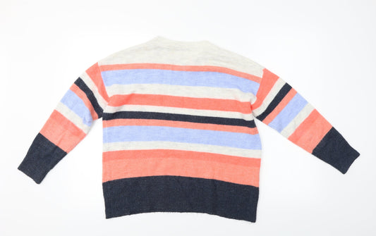 TU Womens White Striped Pullover Jumper Size 10