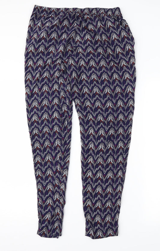Divided Womens Purple Geometric Trousers Size 10 L28 in
