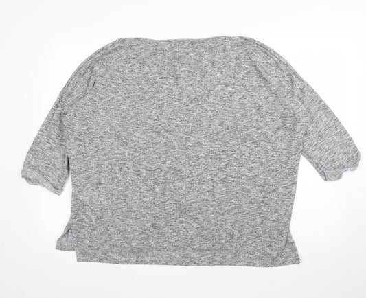 Womens UK Size L New Look Grey Basic Blouse