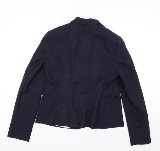 NEXT Womens Blue Houndstooth Jacket Suit Jacket Size 14