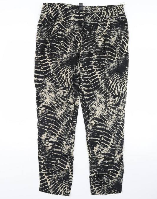 Mng Womens Black Animal Print Trousers Size XL L30 in