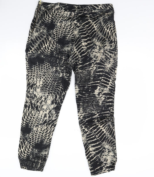 Mng Womens Black Animal Print Trousers Size XL L30 in