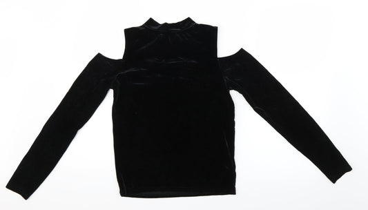 FOREVER 21 Womens Black Velour Basic Blouse Size M