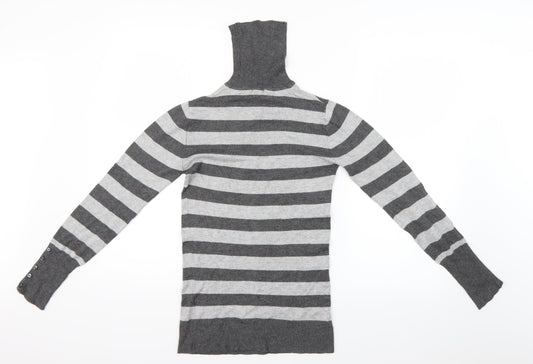 Primark Womens Grey Striped Basic Blouse Size 10