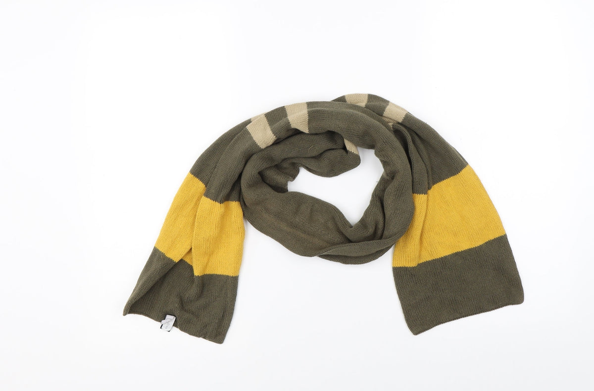 Front view of Gap unisex green striped scarf