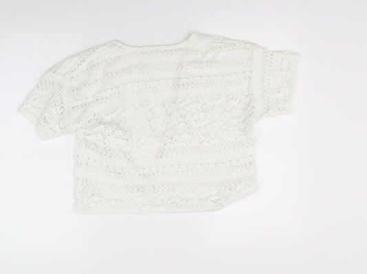 George Womens White Knit Wrap Jumper Size 14