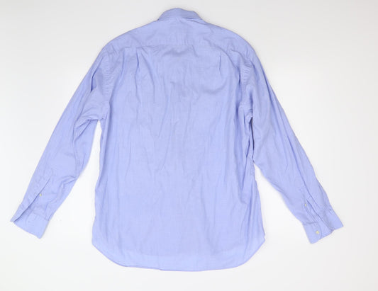 Mens UK Size 42 George Barrow Blue Button-Up Long Sleeve Casual Shirt