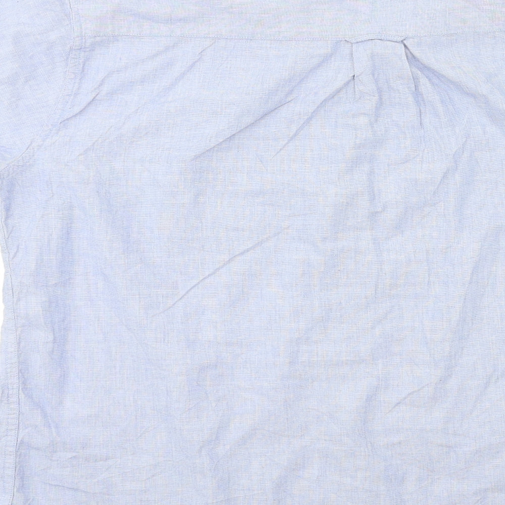 Mens UK Size XL Jacomo Blue Button-Up Short Sleeve Casual Shirt