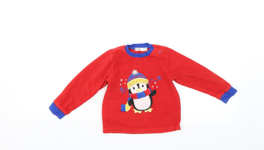 M&Co Baby Red Pullover Jumper Size 18-24 Months - Penguin