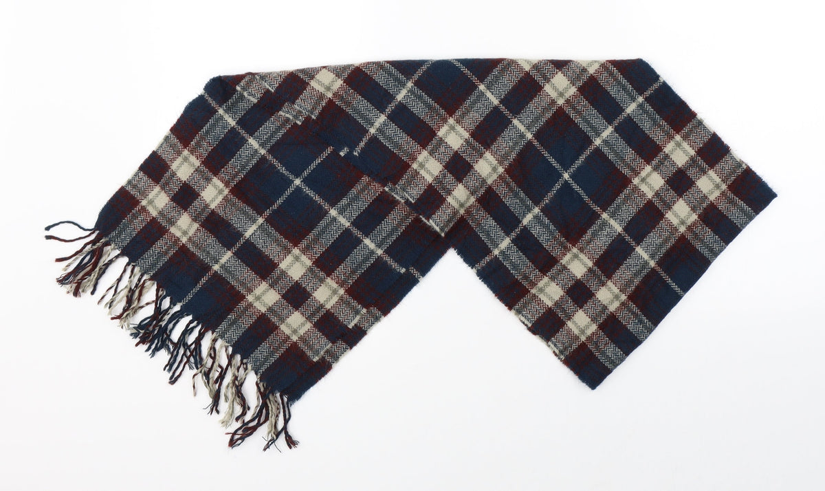 Front view of Preworn unisex multicoloured check scarf