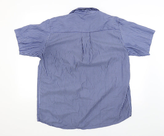 Originals Womens Blue Striped Basic Button-Up Size L