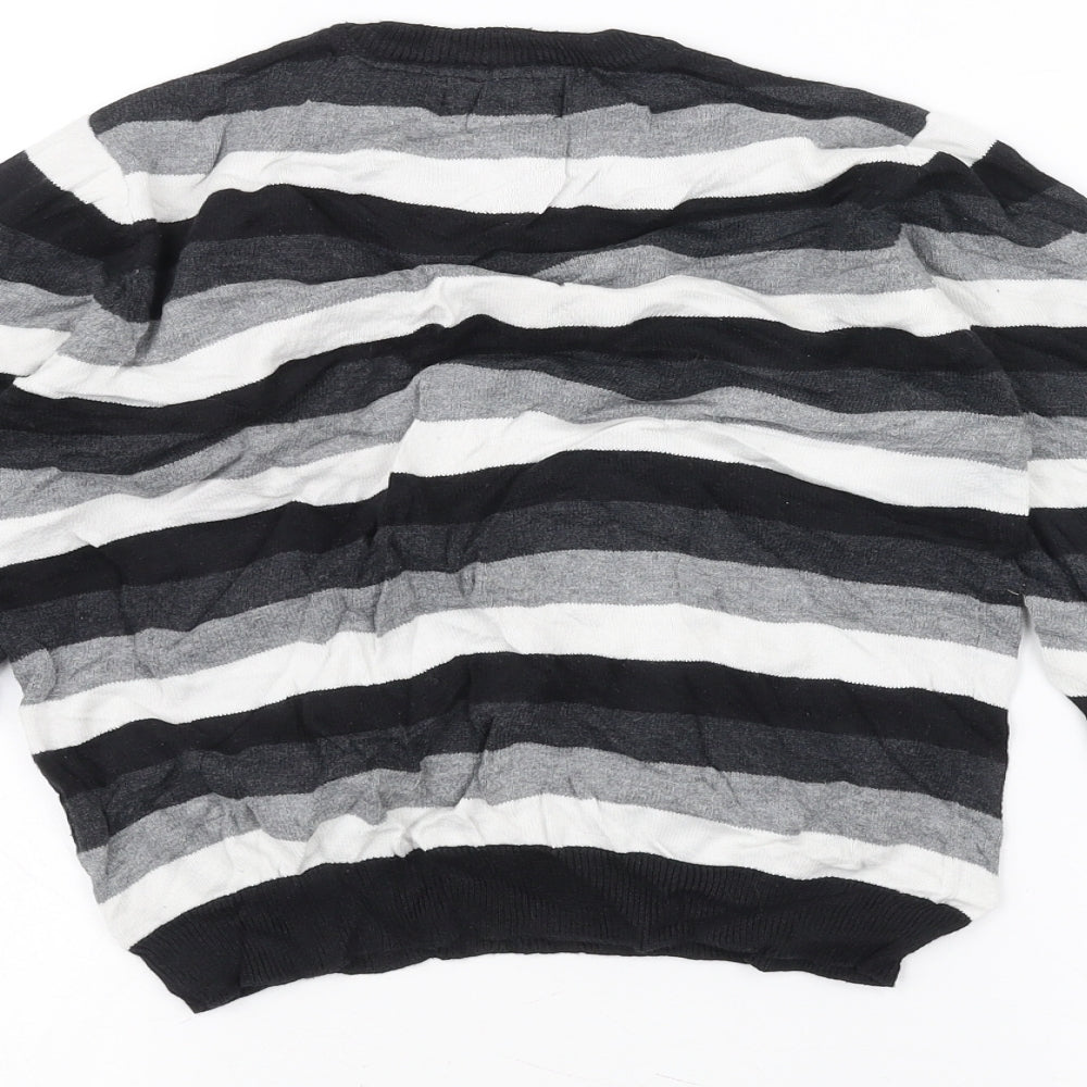 Rebel Boys Black Striped Pullover Jumper Size 7-8 Years