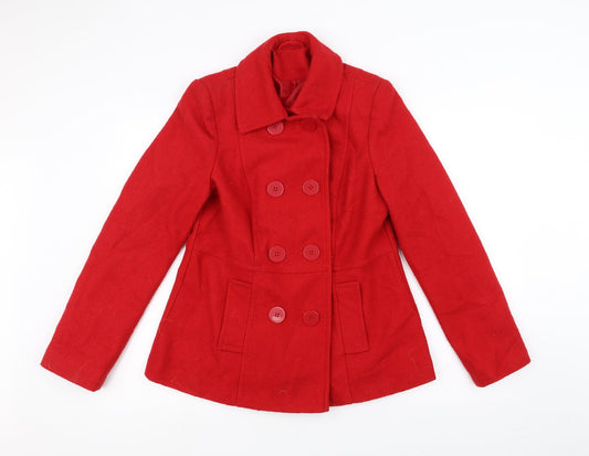 Womens UK Size 14 F&F Red Overcoat