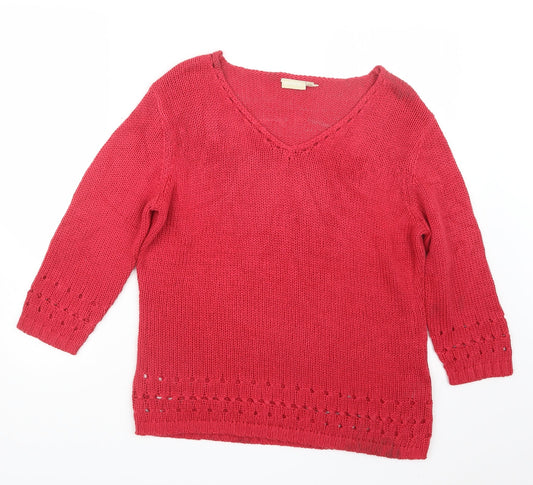 Avenue Womens Red Knit Pullover Jumper Size M