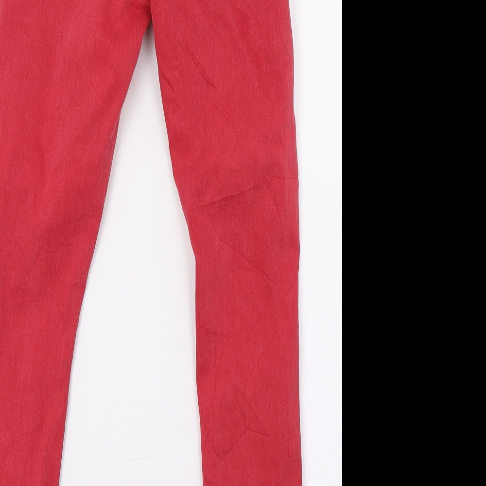 New Look Girls Red Denim Skinny Jeans Size 10 Years - Distressed