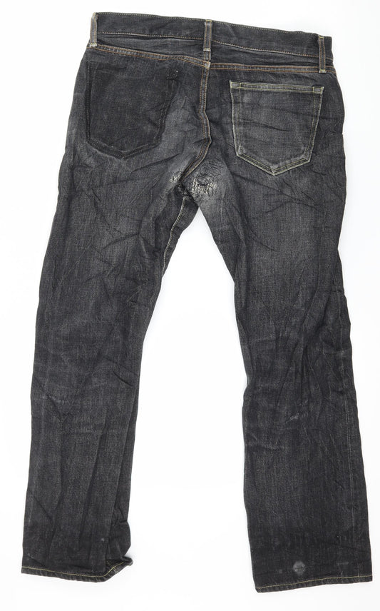 Uniqlo Mens Grey Denim Straight Jeans Size 32 in L27 in
