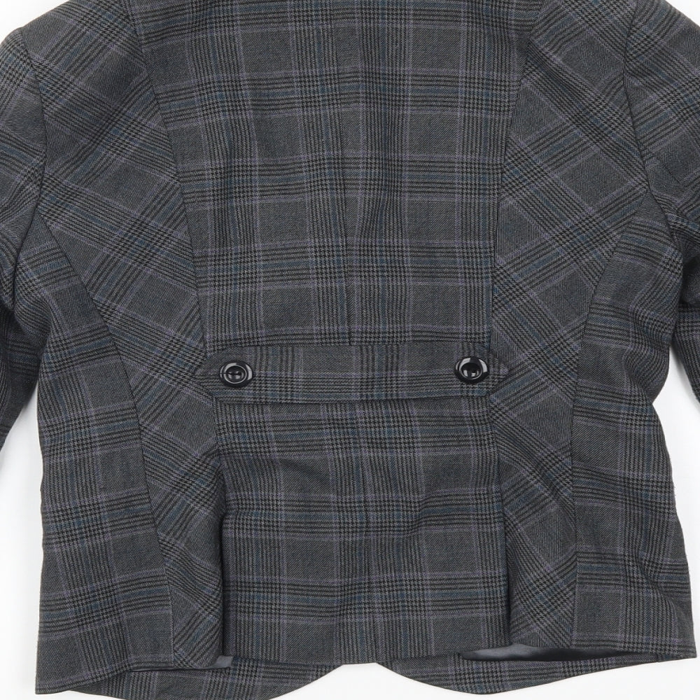 Brand and care label for Linea women’s grey check jacket, size UK 10