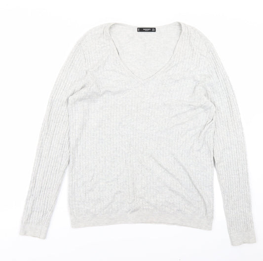 Mango Womens Grey Knit Pullover Jumper Size L