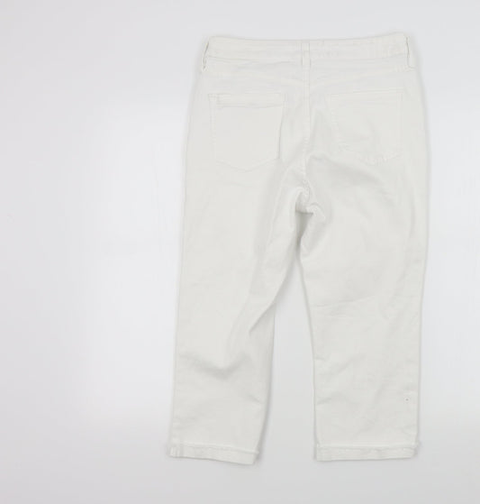 F&F Womens White Straight Jeans Size 12 L20 in