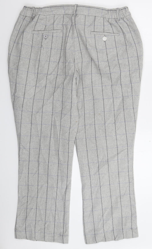 Cotton Traders Womens Grey Herringbone Trousers Size 18 L28 in