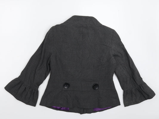 AMARANTO Womens Grey Houndstooth Jacket Blazer Size 12