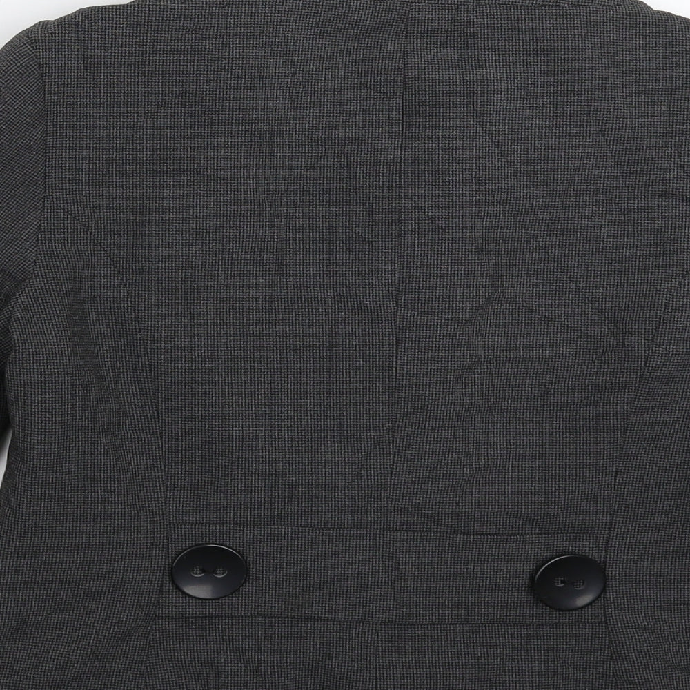 AMARANTO Womens Grey Houndstooth Jacket Blazer Size 12