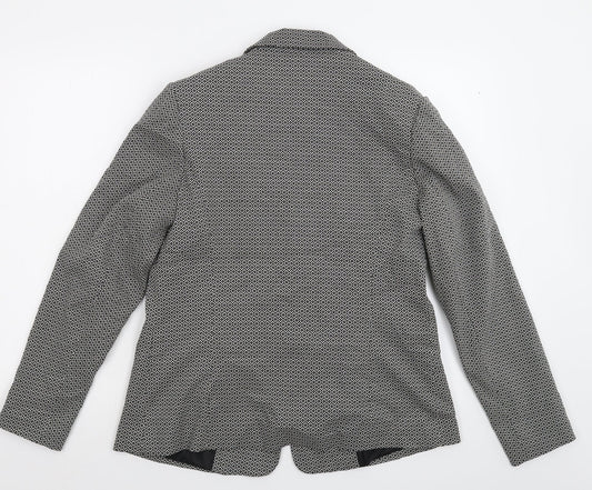 TU Womens Black Geometric  Jacket Suit Jacket Size 14