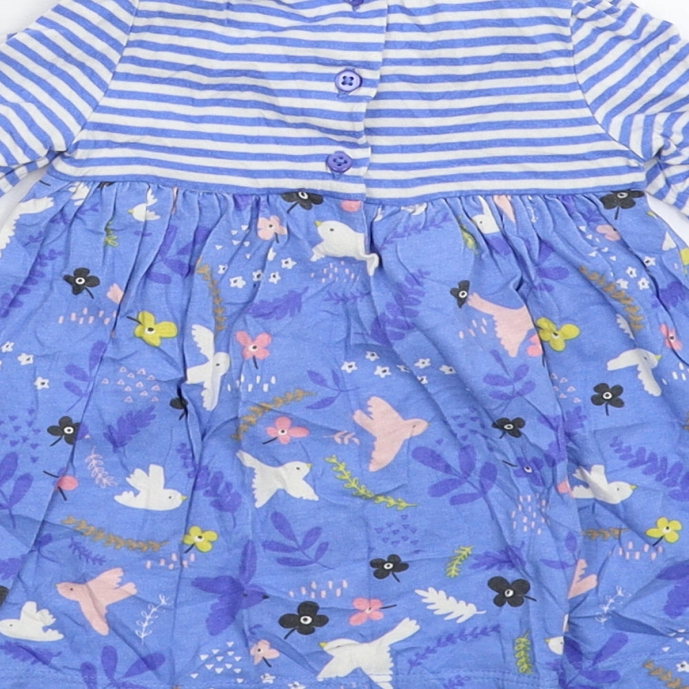 John Lewis Girls Blue Striped Fit & Flare Size 0-3 Months