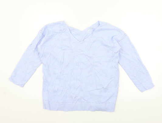 Womens UK Size 8 Preworn Blue Cardigan Jumper