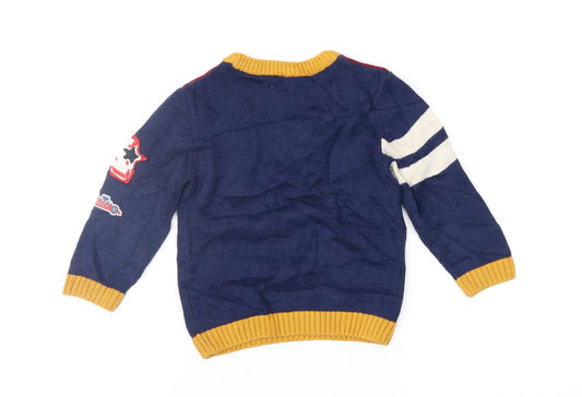 NEXT Boys Blue Colourblock Pullover Jumper Size 12-18 Months