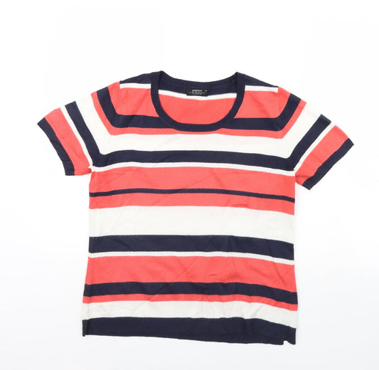 Additional front view of Papaya women’s pink striped jumper, size UK 12