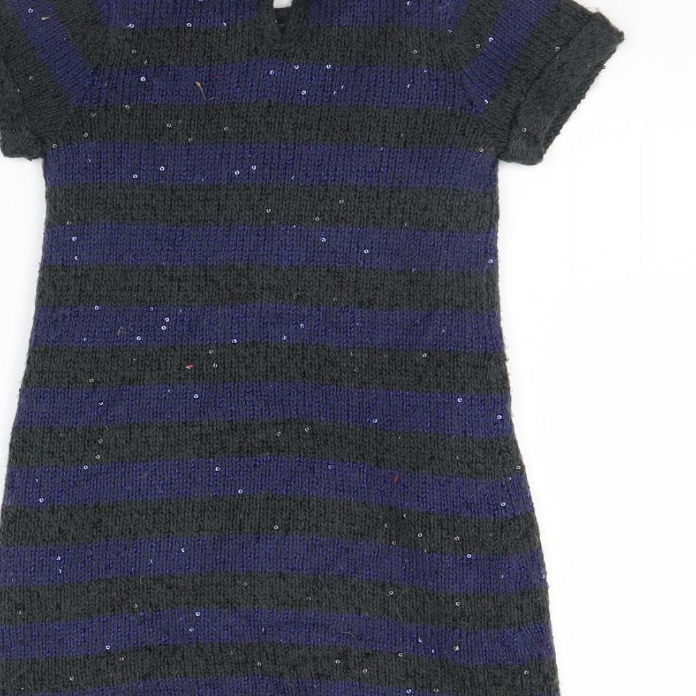 John Lewis Girls Green Striped Jumper Dress Size 5 Years