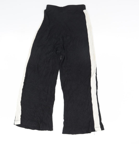 Womens UK Size XS Pull&Bear Regular Fit Black Trousers