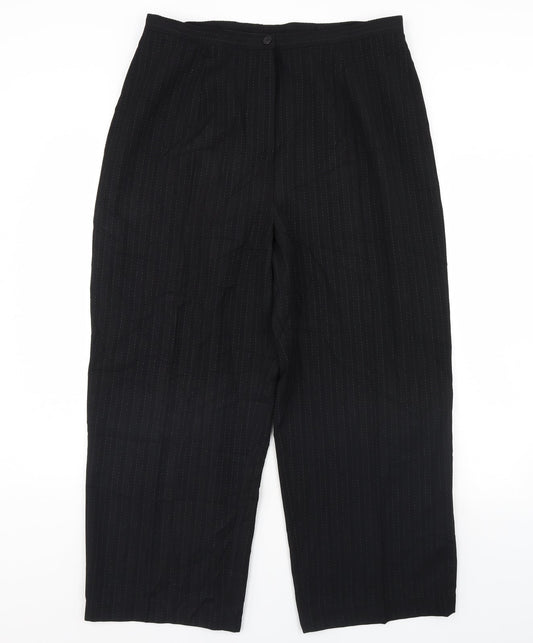 Womens UK Size 20 ELVI Regular Fit Dress Pants Black Trousers