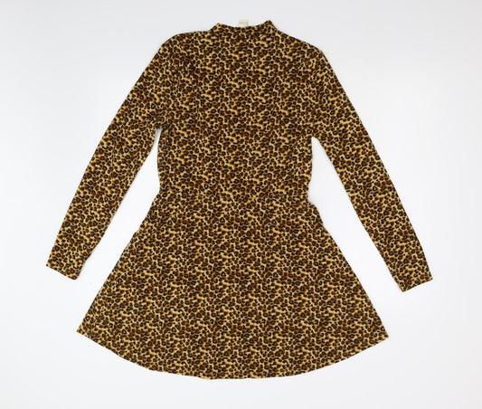 FOREVER 21 Womens Yellow Animal Print Fit & Flare Size L