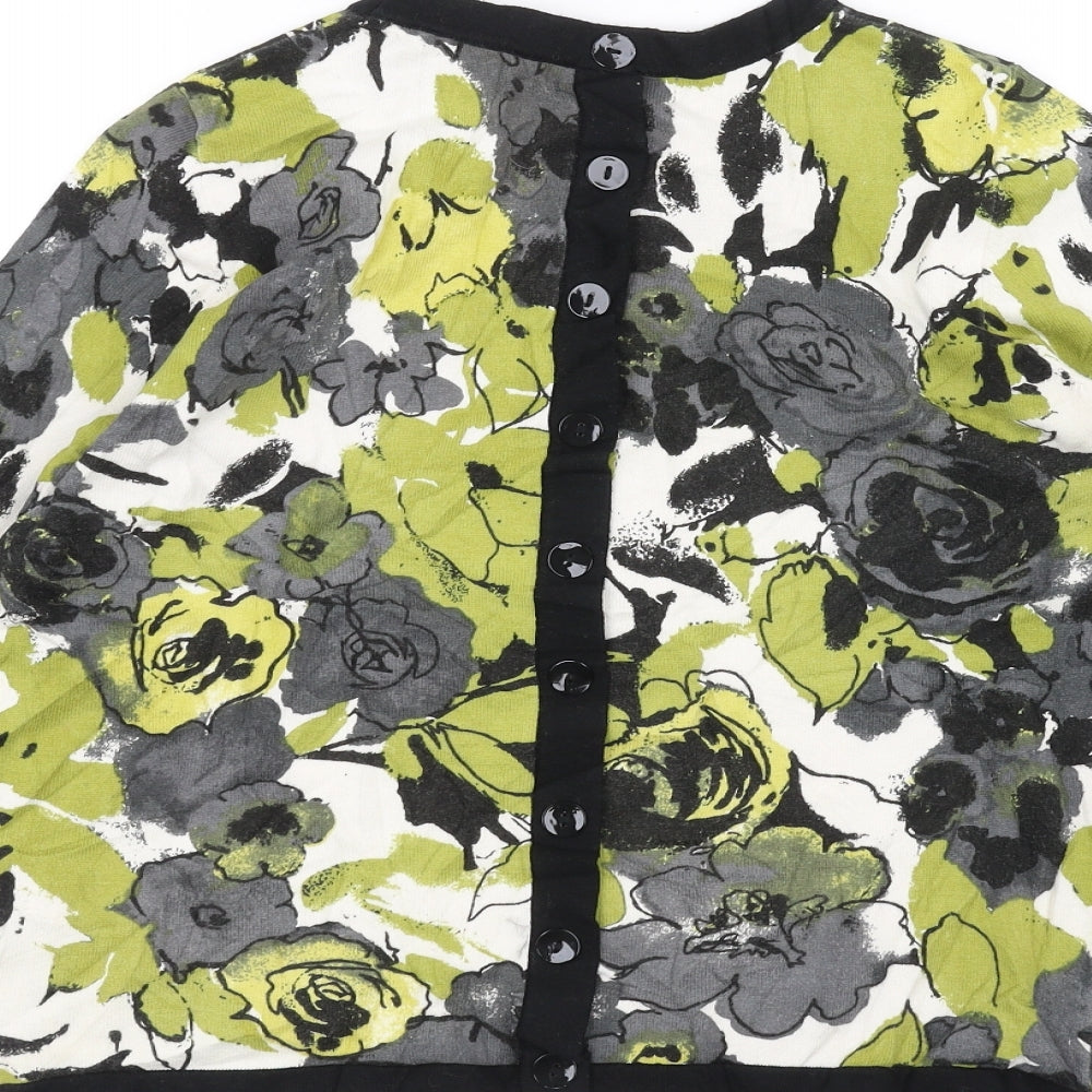 Kenar Womens White Floral Cardigan Jumper Size M