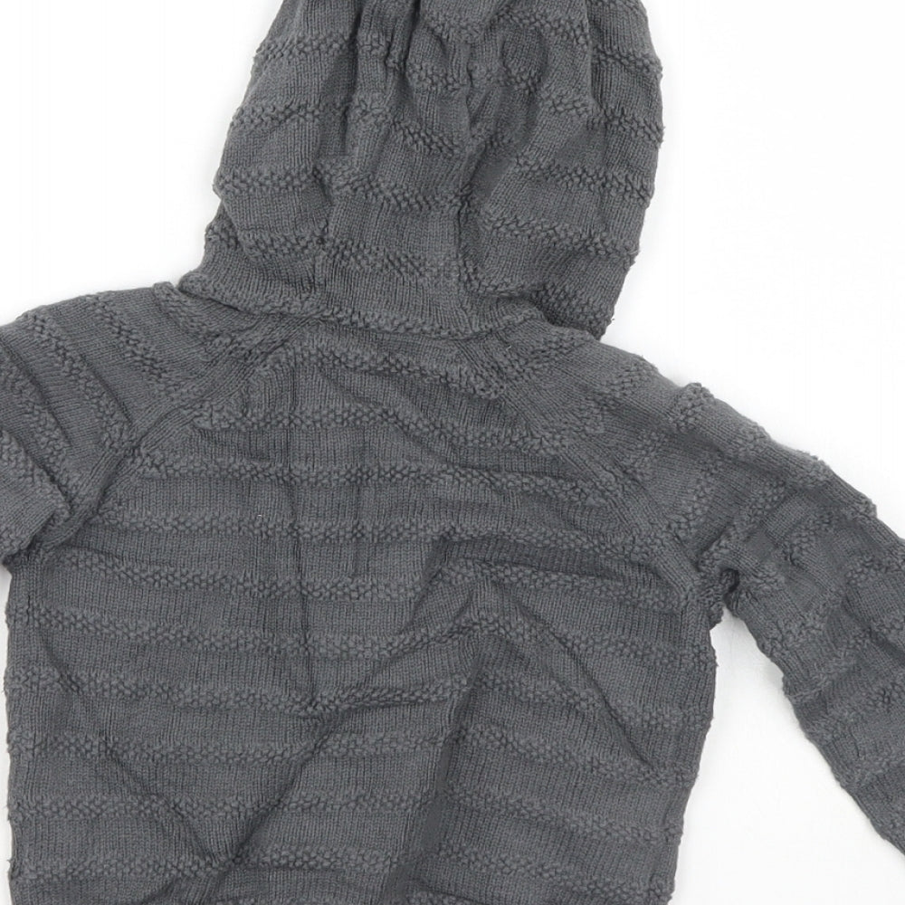 John Lewis Boys Grey Striped Jacket Coat Size 9-12 Months