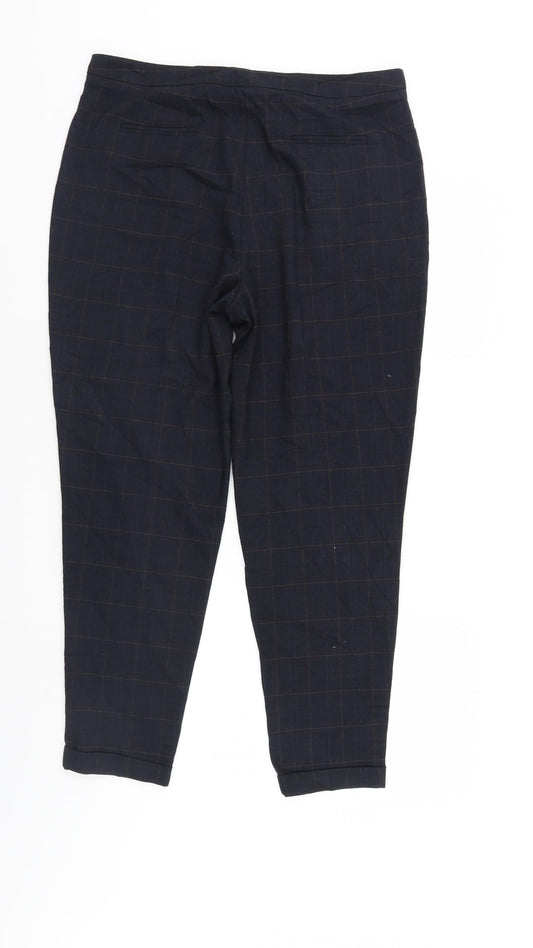 F&F Womens Blue Check Trousers Size 12 L27 in