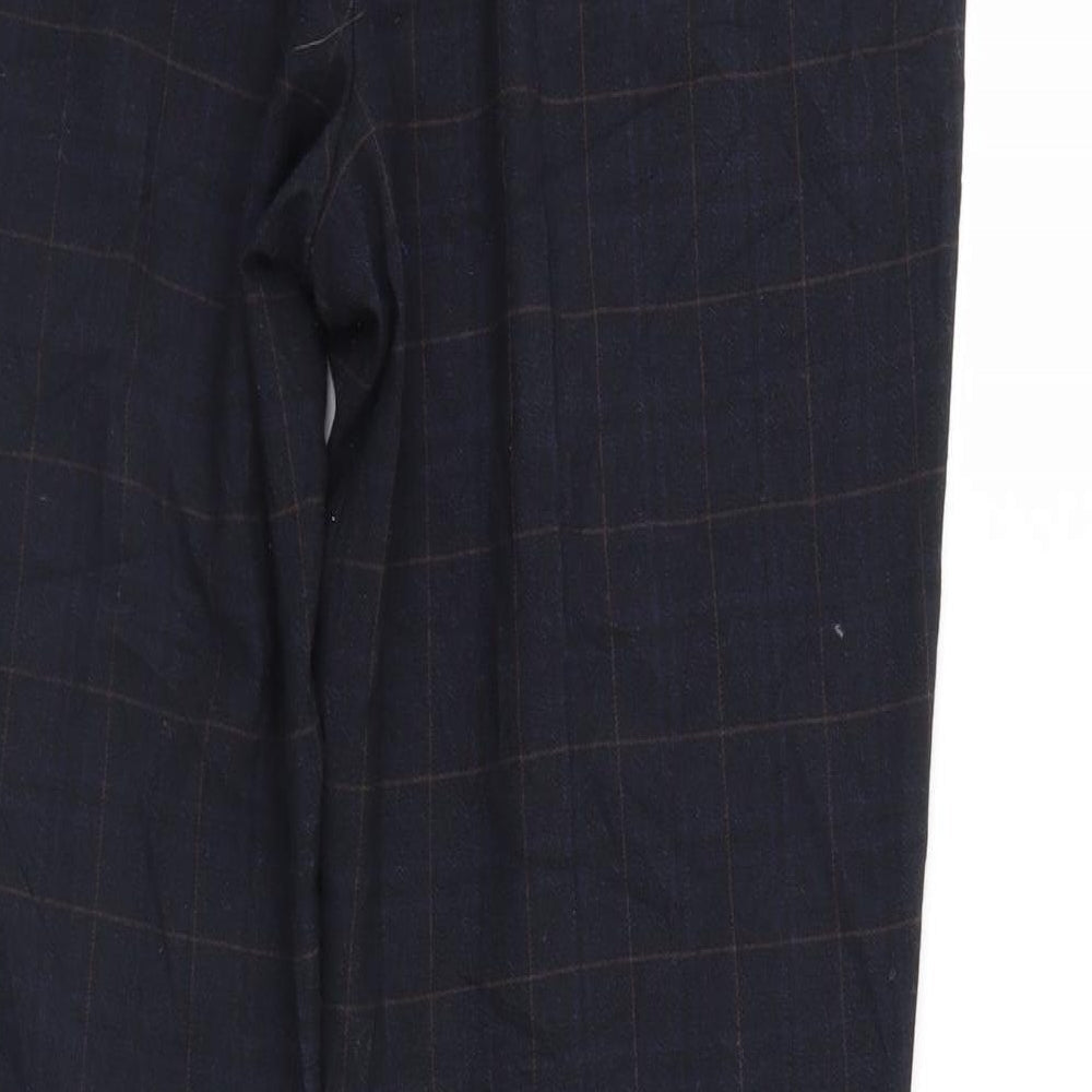 F&F Womens Blue Check Trousers Size 12 L27 in