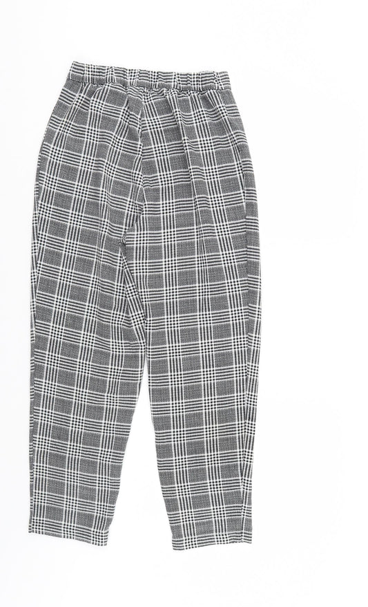 Divided Womens Black Herringbone Trousers Size 6 L25 in - Elastic Waist