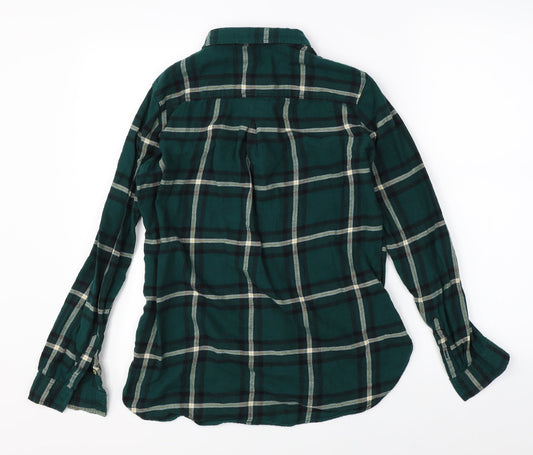 Womens UK Size 4 H&M Green Basic Button-Up