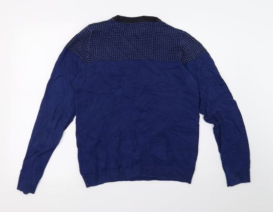 NEXT Mens Blue Polka Dot Knit Pullover Jumper Size S