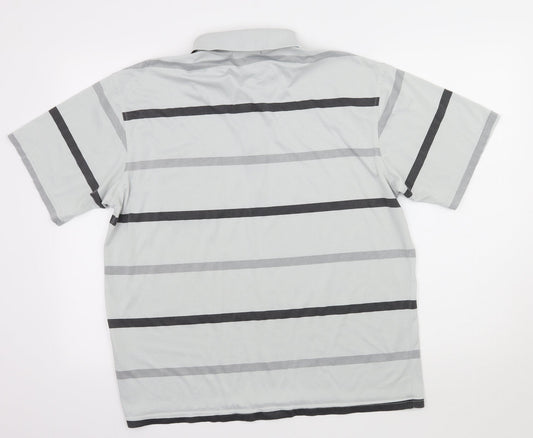 Charles Norton Mens Gold Striped Jersey Polo Size L