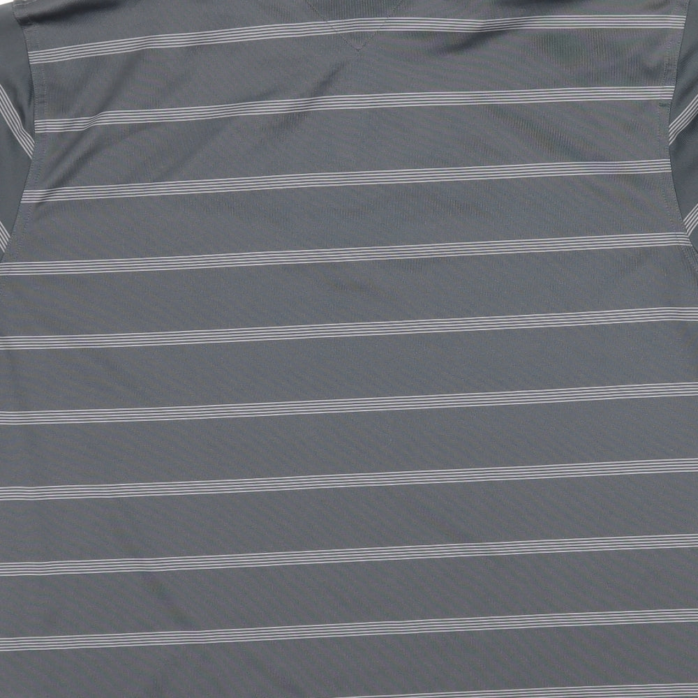 Lincoln Mens Grey Striped Jersey Polo Size M