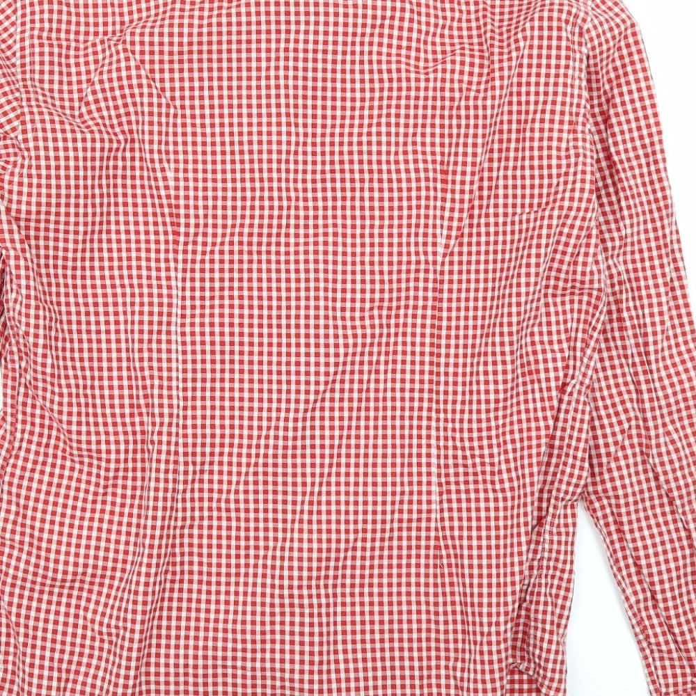 Zara Mens Red Check Button-Up Size S