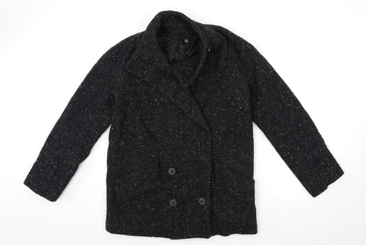 Womens UK Size M Mango Black Overcoat
