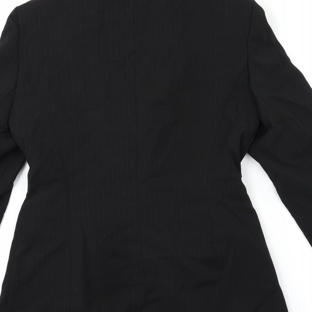 Select Womens Black Striped  Jacket Suit Jacket Size 8