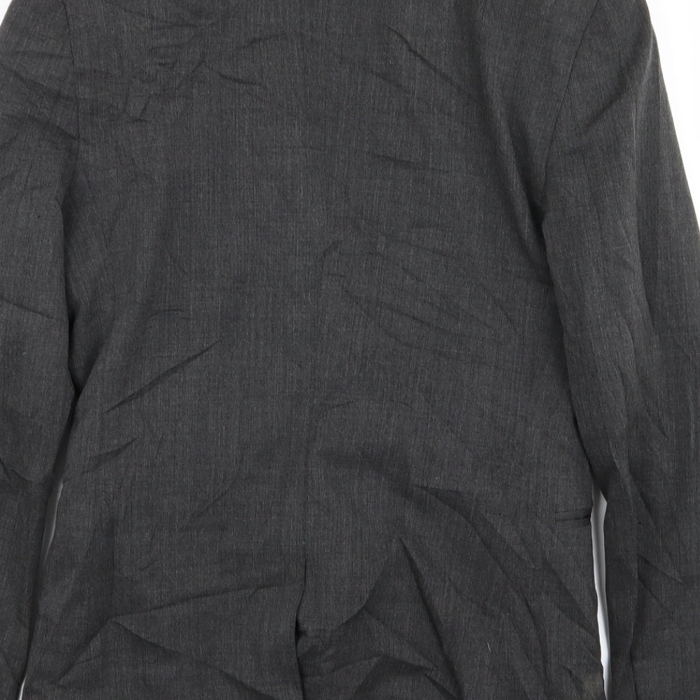 Brand and care label for ASOS men’s grey jacket blazer, size 34